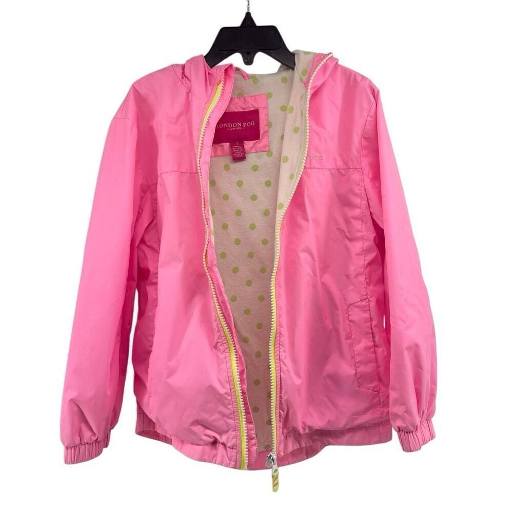 London Fog Girls Pink Hooded Packable Lightweight Water Resistant Jacket Size 7